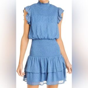 Aqua  Women's Ruffle Short Sleeve Smocked Mini Dress